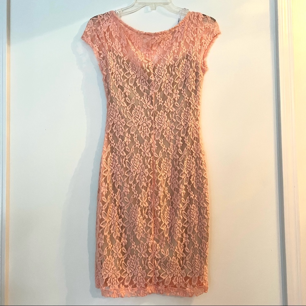 Pink Mesh Layered Dress - Picture 2 of 4